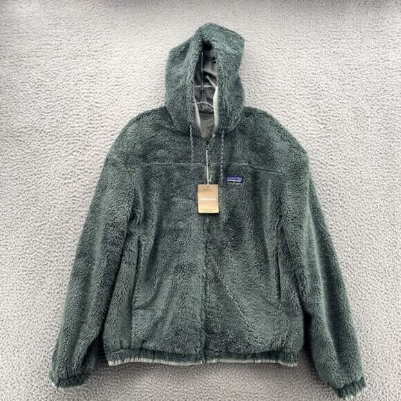 Patagonia Los Gatos Jacket Womens Medium Green Reversible Sherpa Hoodie Outdoors - Picture 5 of 11